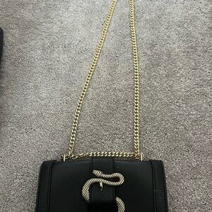 Express Black Crossbody Bag with Gold Chain